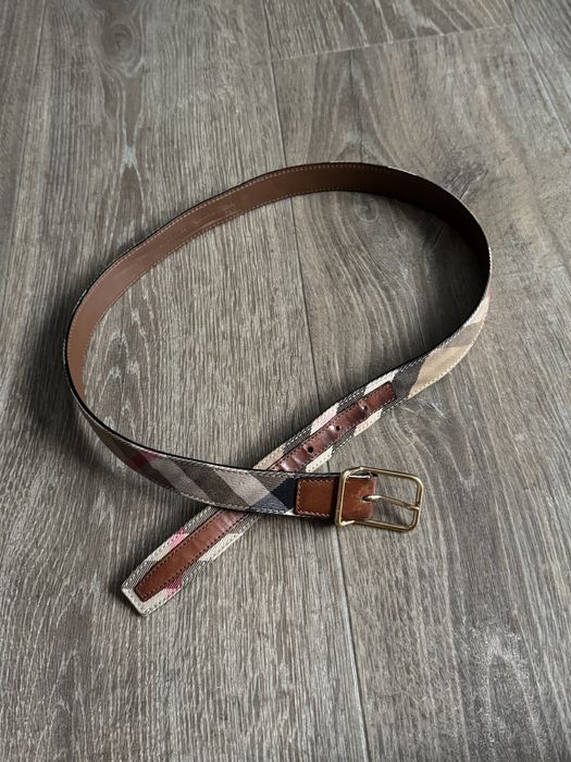 Ремінь burberrу nova check canvas and leather