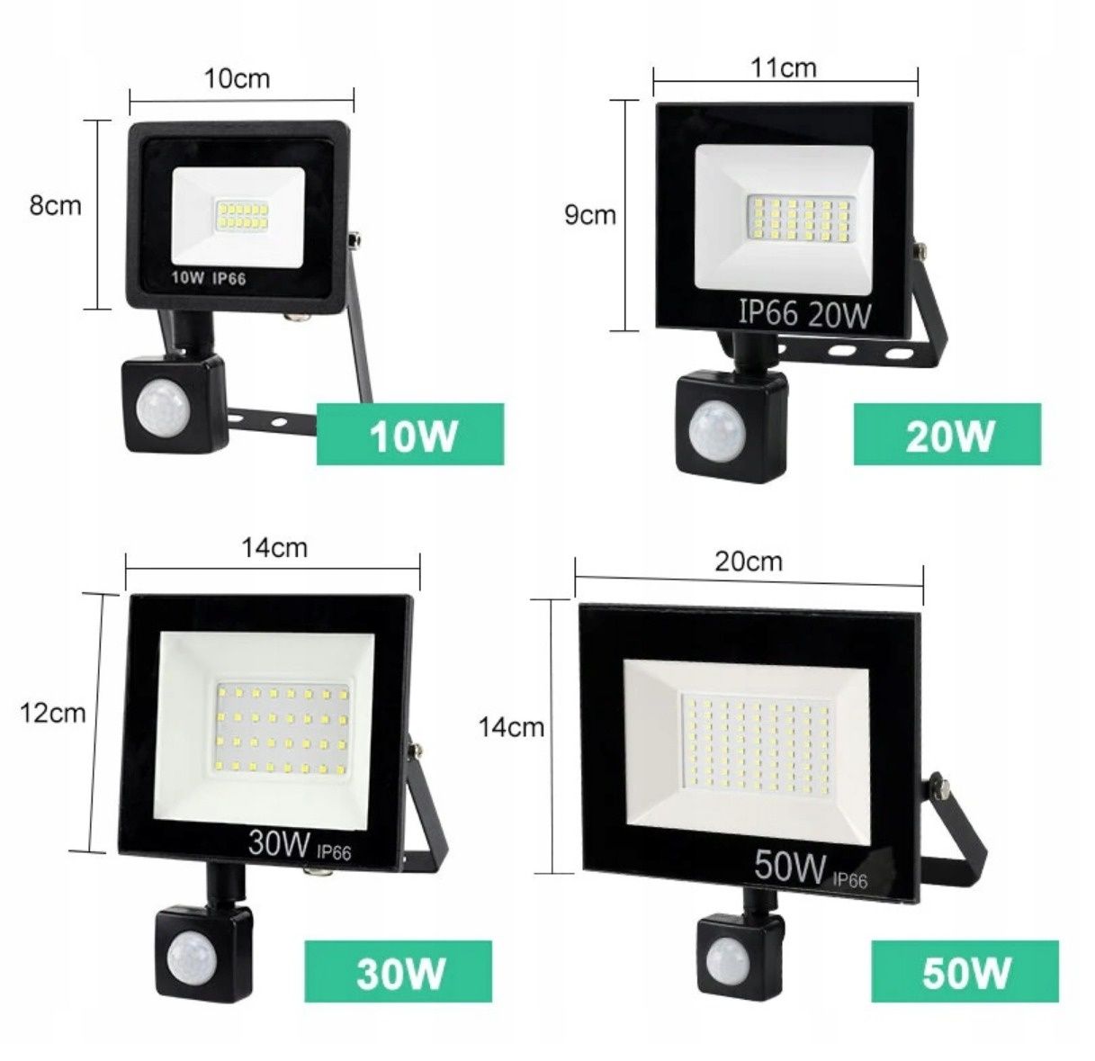 Halogen naświetlacz 50W LED IP66 czujnik ruchu lampa CERTYFIKAT MOCY