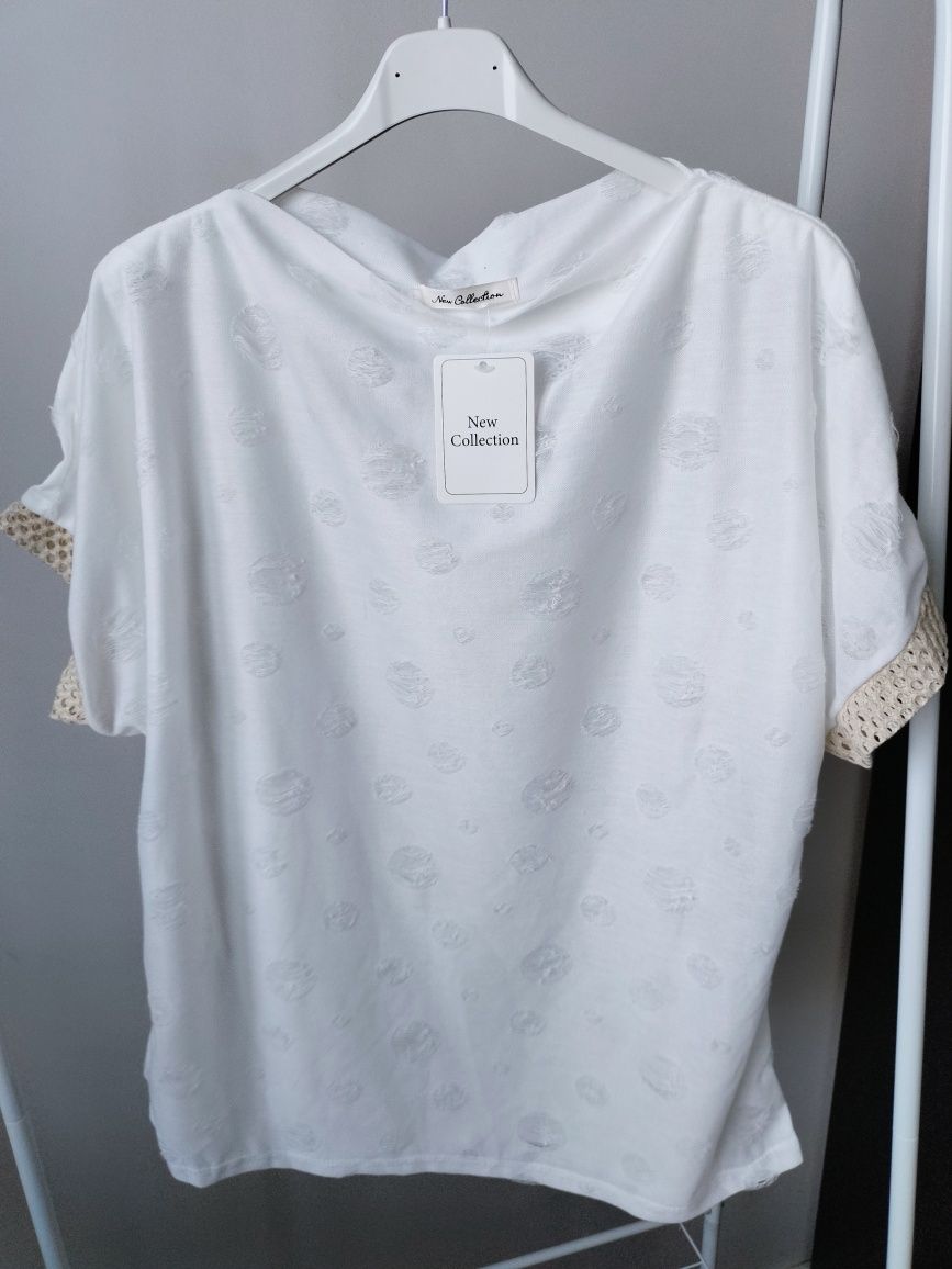 Bluzka biała 100% bawełna  boho r.uni  S- 2XL