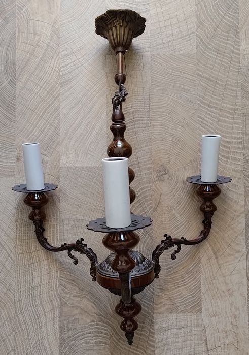 Żyrandol trójramienny vintage piękny solidny PRL