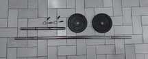 Barra 120cm 30mm 2 discos 5kg e barra harter 45cm 30mm