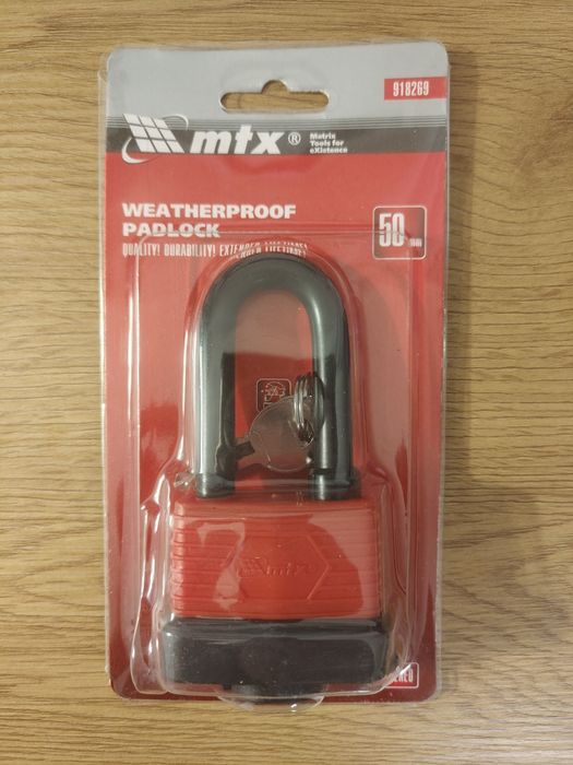 Kłódka antywłamaniowa MTX Weatherproof 50 mm nowa