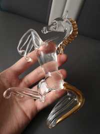 Konik ze szkła, koń ze złotą grzywą, figura, figurka