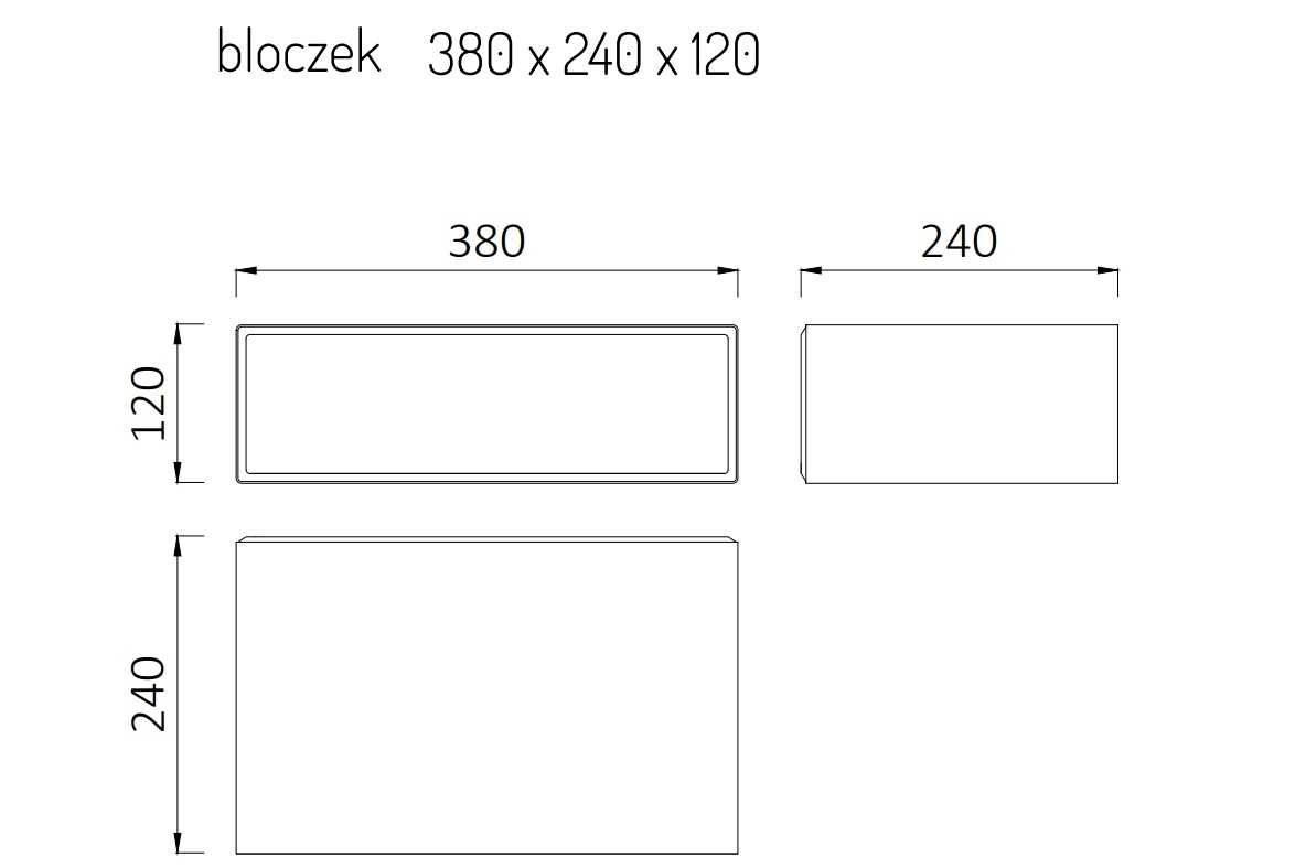 Bloczek Pustak betonowy fundamentowy CERTUS 38x24x12 cm 20Mpa