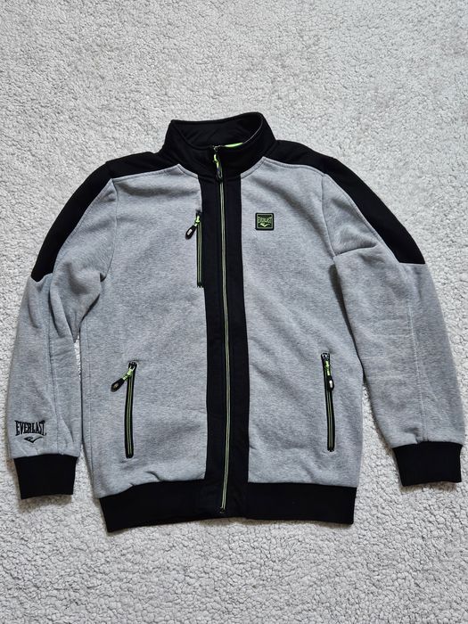 Сіра чоловіча спортивна курточка зіпка Everlast з неоновими блискавкам