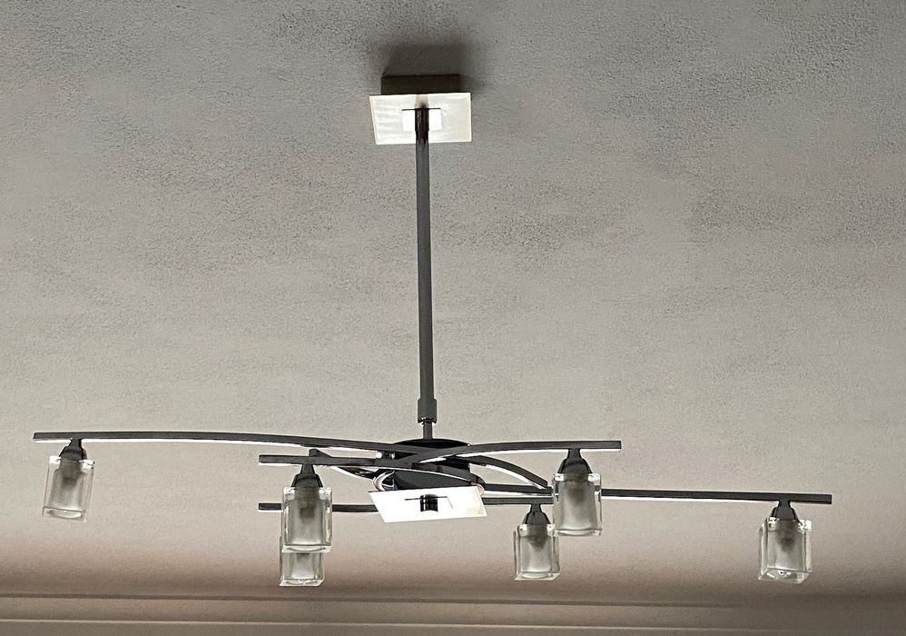 Candeeiro Tecto Sala Inóx e Aplique