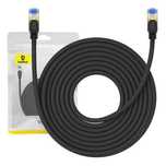 10M Kat. Kabel Baseus Oplocie Sieciowy Ethernet Rj45, (Czarny) 10Gbps,