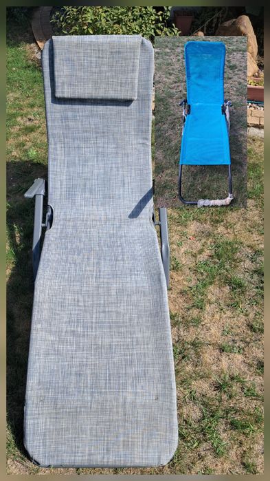 Dwa leżaki ogrodowe, składane