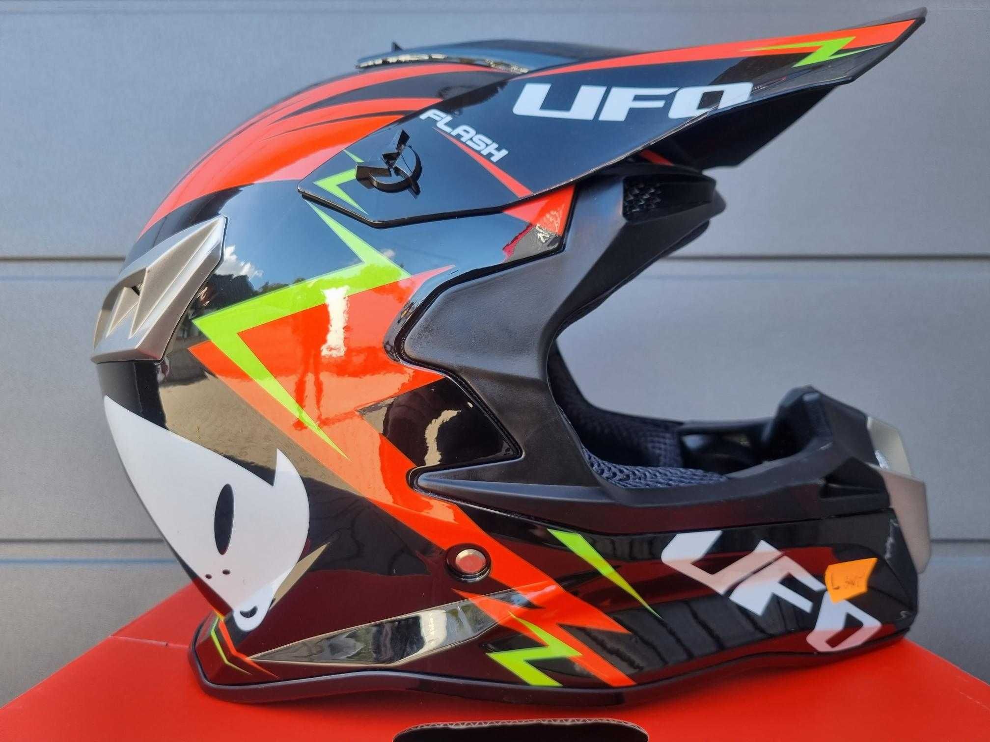 NOWY KASK XTR UFO ! Czarno-czerwony połysk ! cross i quad !