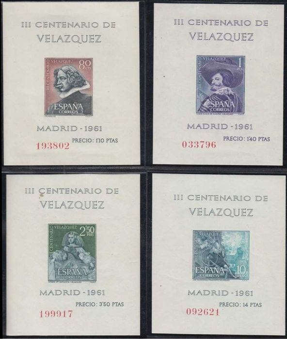ІСПАНІЯ. 1961. Мистецтво, Живопис, Веласкес. Блоки, ЛЮКС. КОМПЛЕКТ.