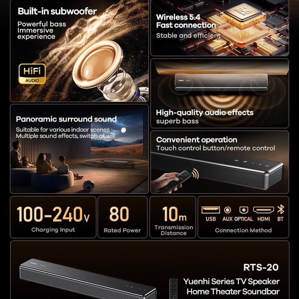 Саундбар Remax RTS-20 колонка беспроводная акустика сабвуфер JBL Yamah