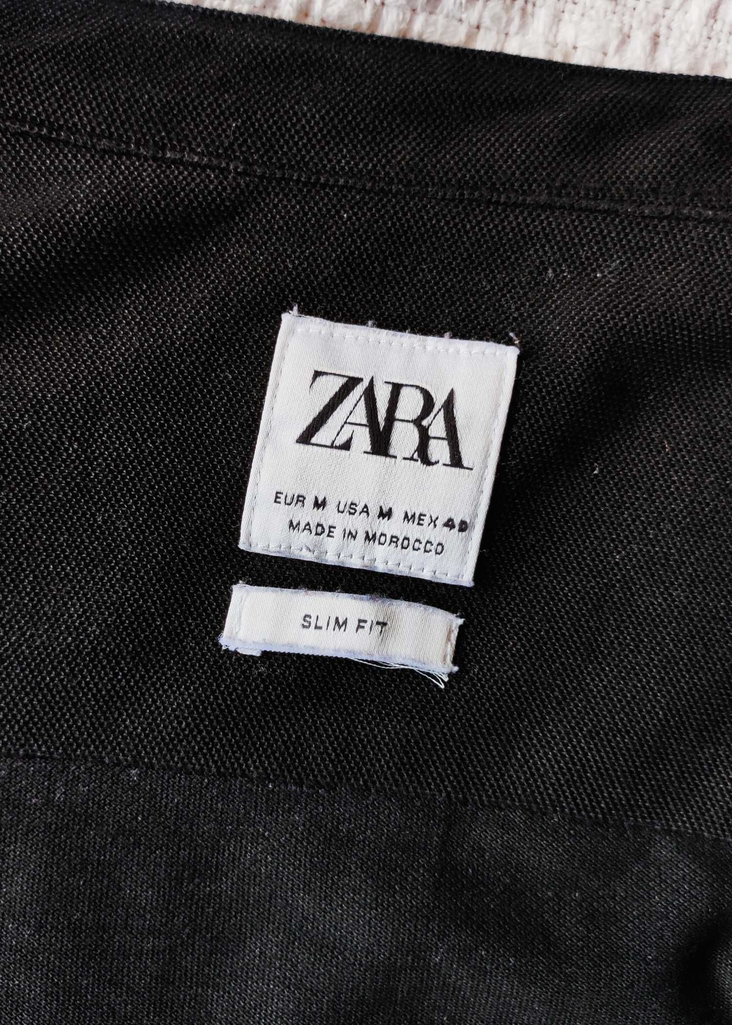 Czarna prosta dłuższa bawełniana koszula ze stójką ZARA 100% bawełna