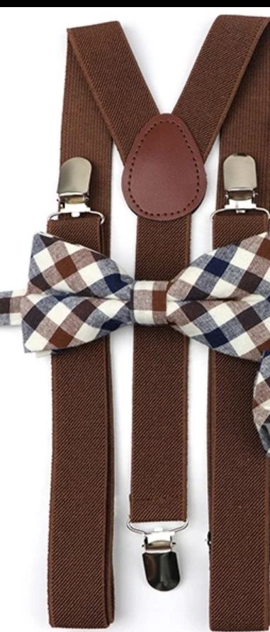 Conjunto suspensórios laço ou gravata novos