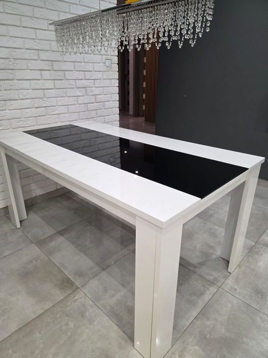 Stół biało czarny 160x90