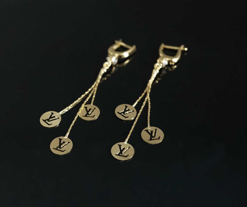 Złoto 585 - złote kolczyki długie wiszące