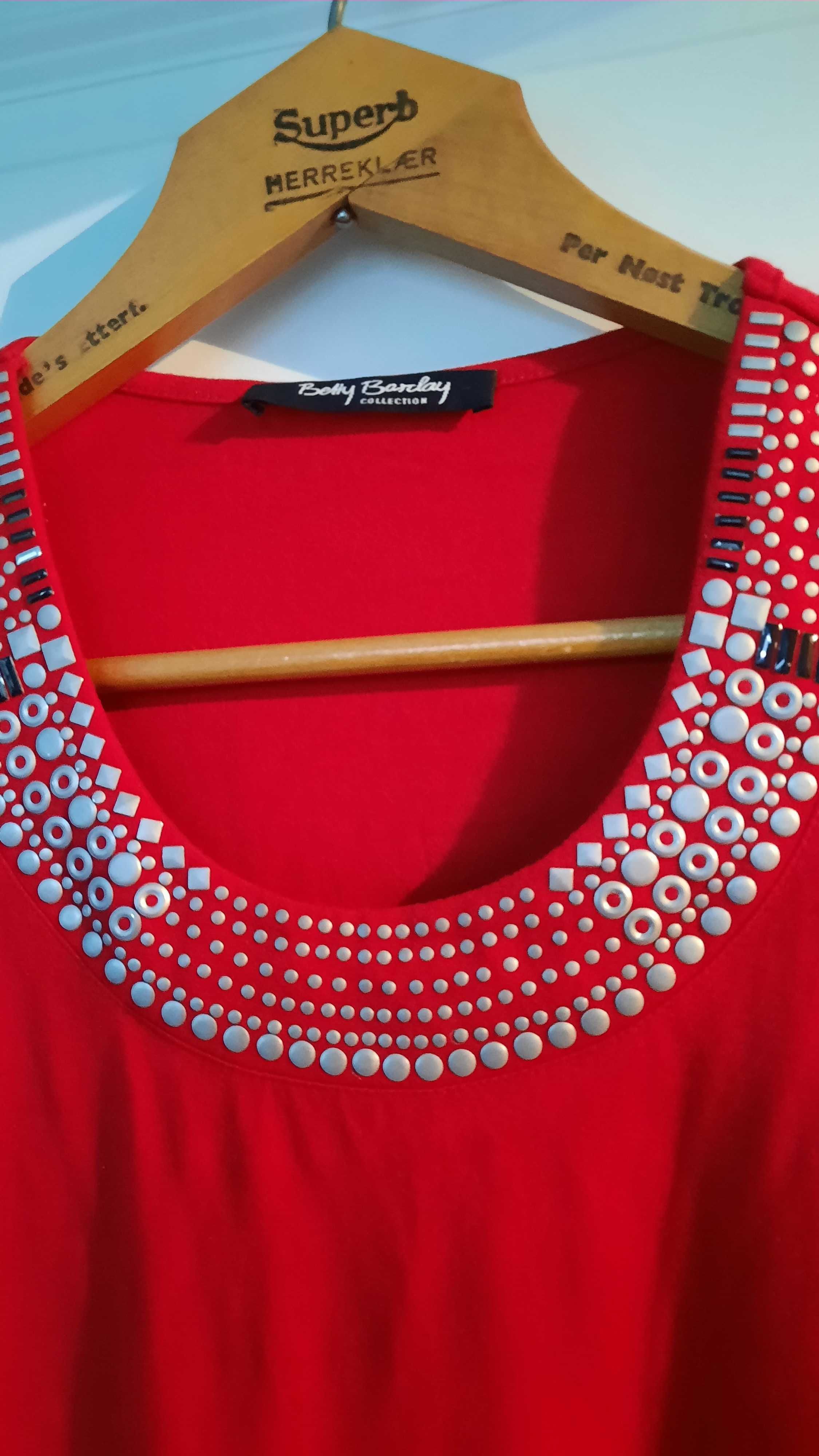 Betty barclay r.38,t-shirt, koszulka czerwona,cekiny,kamienie