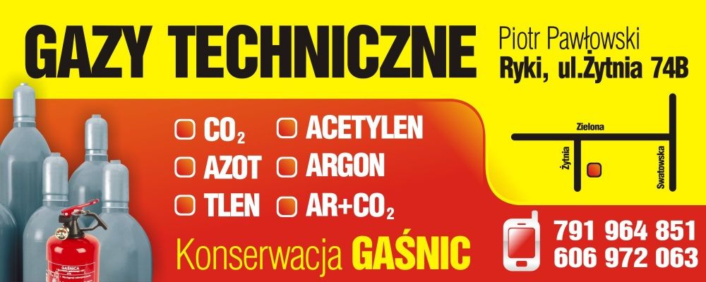 Sprzedaż gazów technicznych ARGON CO2 AZOT, HEL, TLEN ACETYLEN