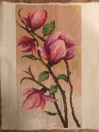 Obraz wyszywany haftem krzyżykowym magnolie