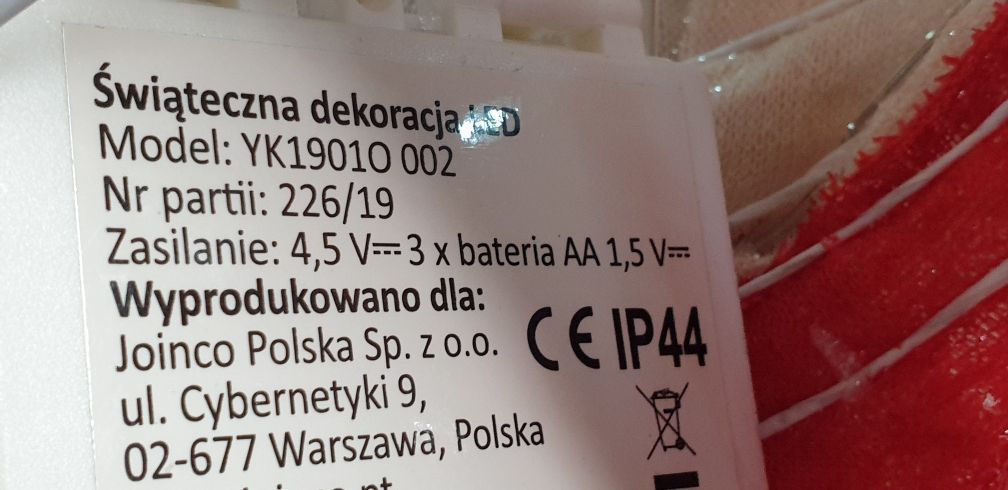 Ozdoba świąteczna Mikołaj  LED