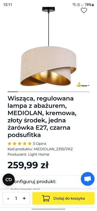Lampa / abażur Mediolan