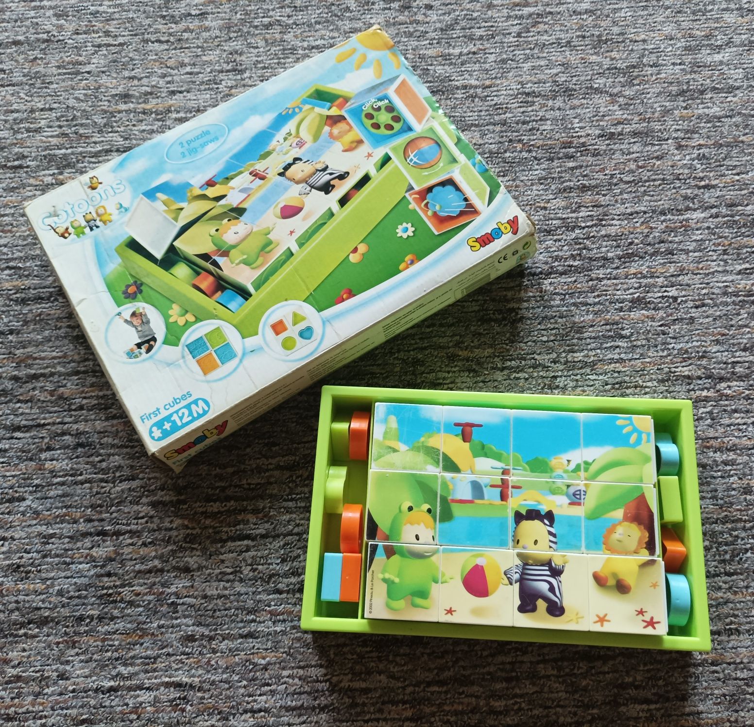 Klocki edukacyjne puzzle sensoryczne układanka 12m+ Cotoons Smoby