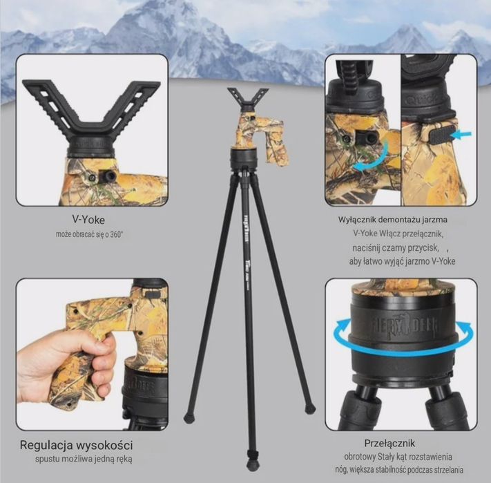 !! Statyw Myśliwski Pastorał Uchwyt Na Broń Lunetę FIERY DEER 160 !!!