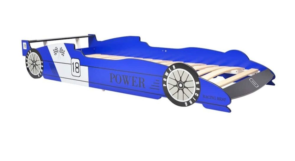 Cama carro de corrida para crianças 90x200 cm Azul
