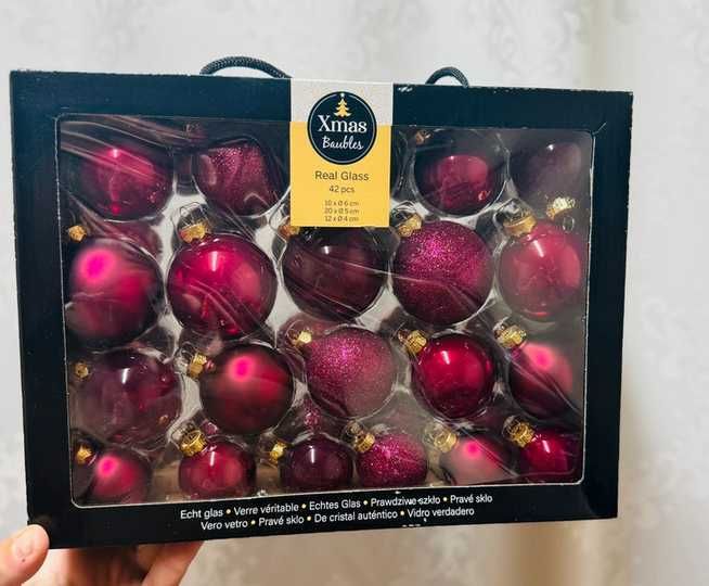 42 szklane bombki na choinkę bombki choinkowe różowy bombka szklana