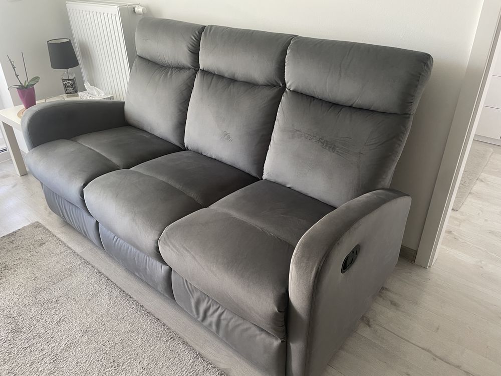 Kanapa, sofa 3 osobowa z funkcją relax, szara, stan idealny!