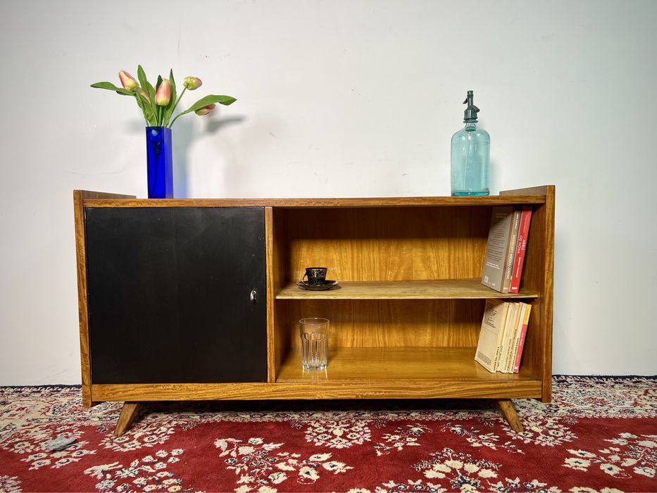 Komoda PRL Space Age Lejkowski Leśniewski T 1326 jesion mat vintage