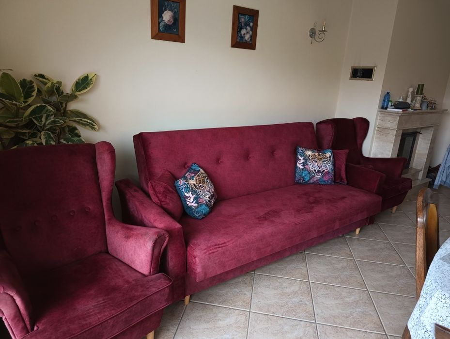 Zestaw kanapa rozkładana i dwa fotele