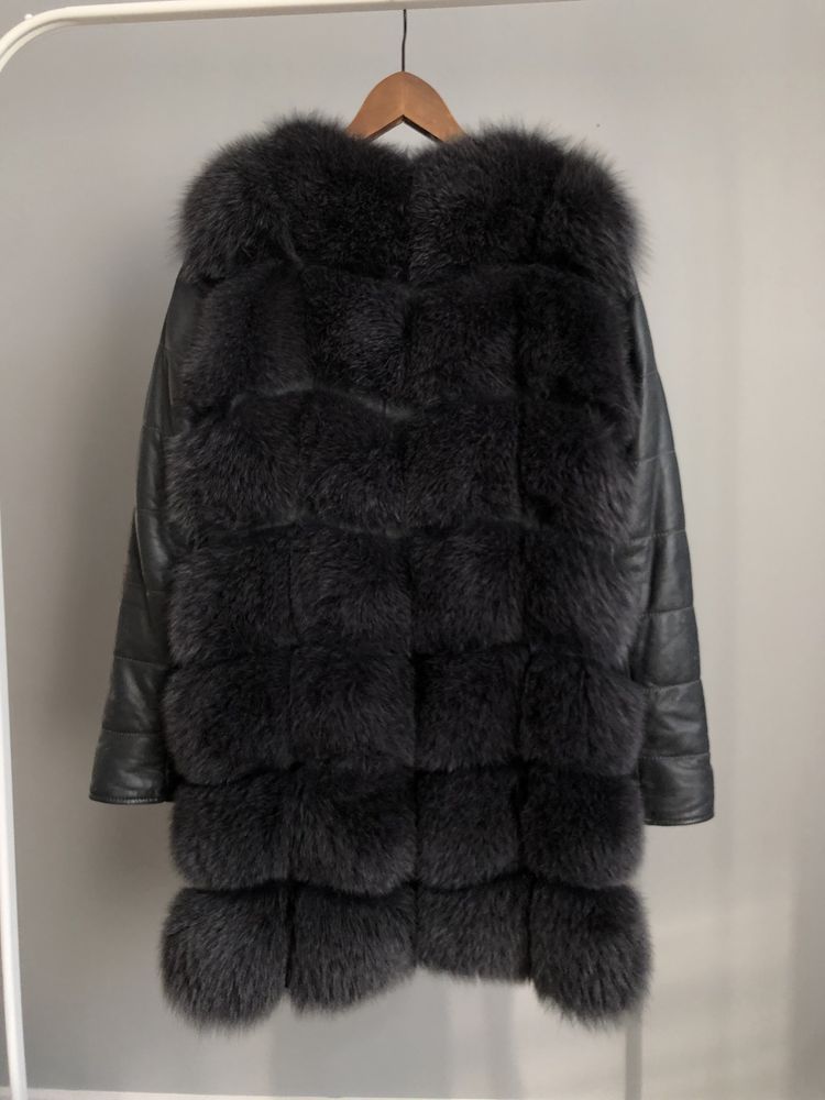 Зимове/осіннє тепле кашемірове пальто з натуральним хутром