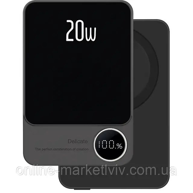 Павербанк бездротовий 10000 mAh, 20W, MagSafe, Чорний