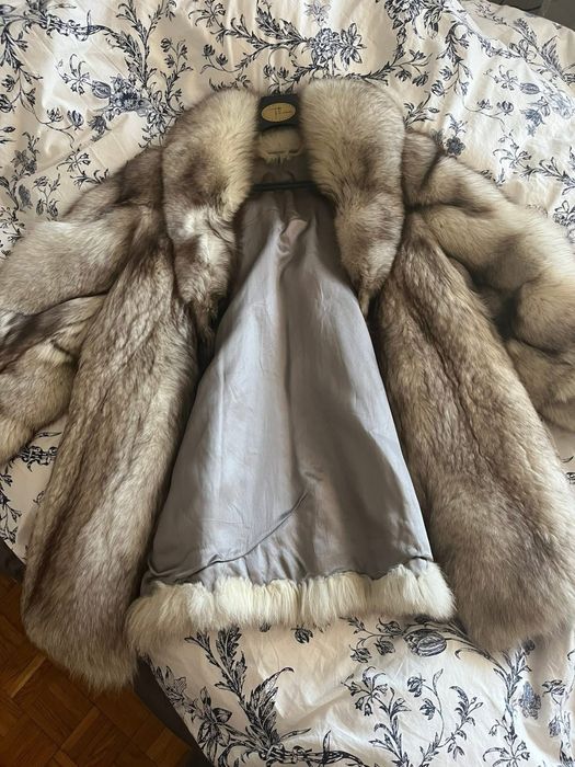 Futro naturalne srebrny lis dlugie