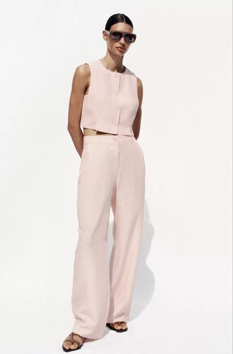 Костюм zara рожевий, жилет та брюки