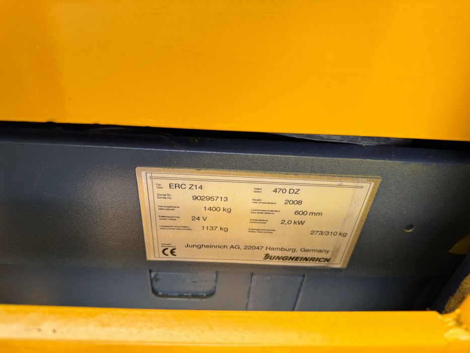 Paleciak elektryczny Jungheinrich 470 cm 1400 kg ERC Z 14 wózek