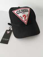 Czapka czarna baseballówka biała GUESS