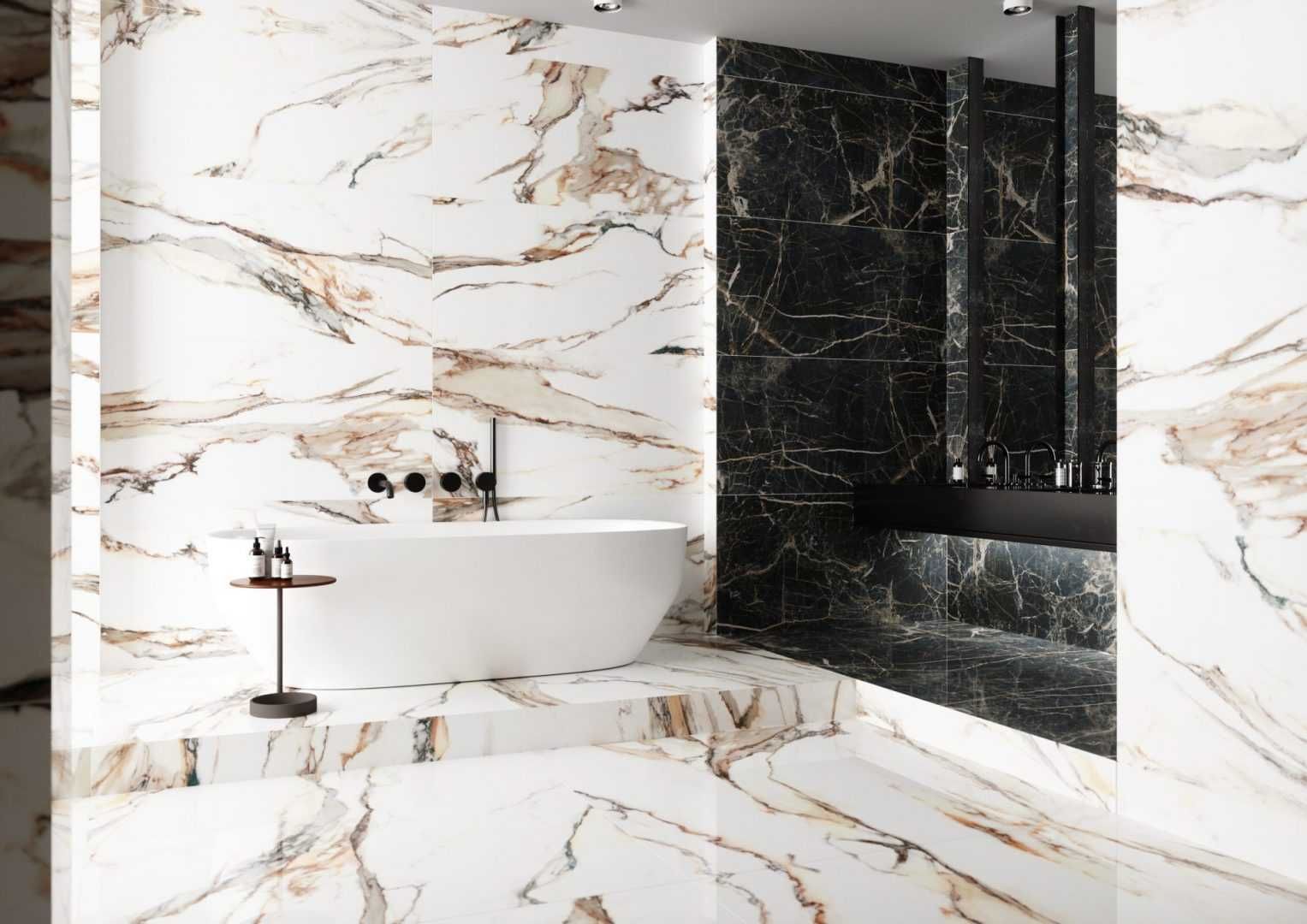 Gres wielkoformatowy 120x280 cm połysk – elegancki marmur z żyłami