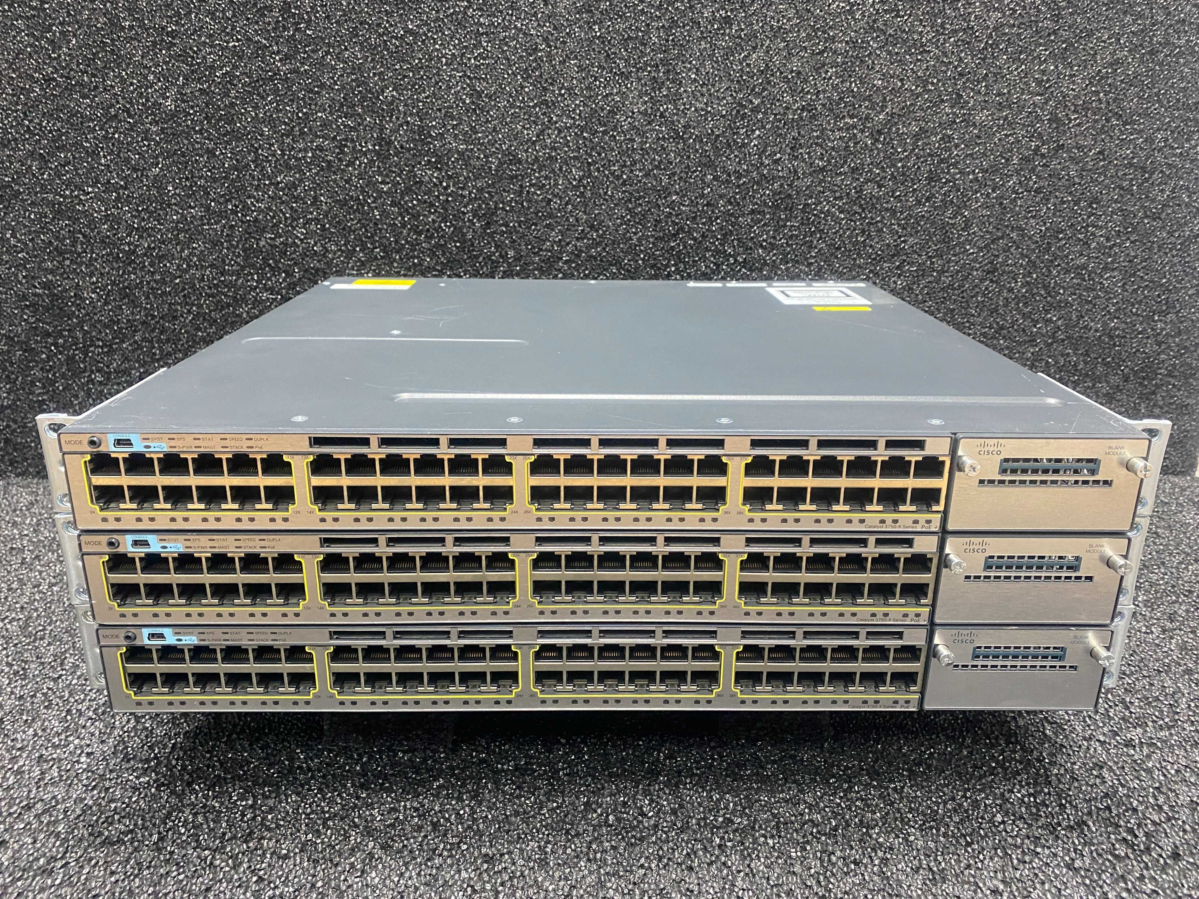 Гігабітний комутатор Cisco WS-C3750X-48P-S з PoE+ (435 Вт)