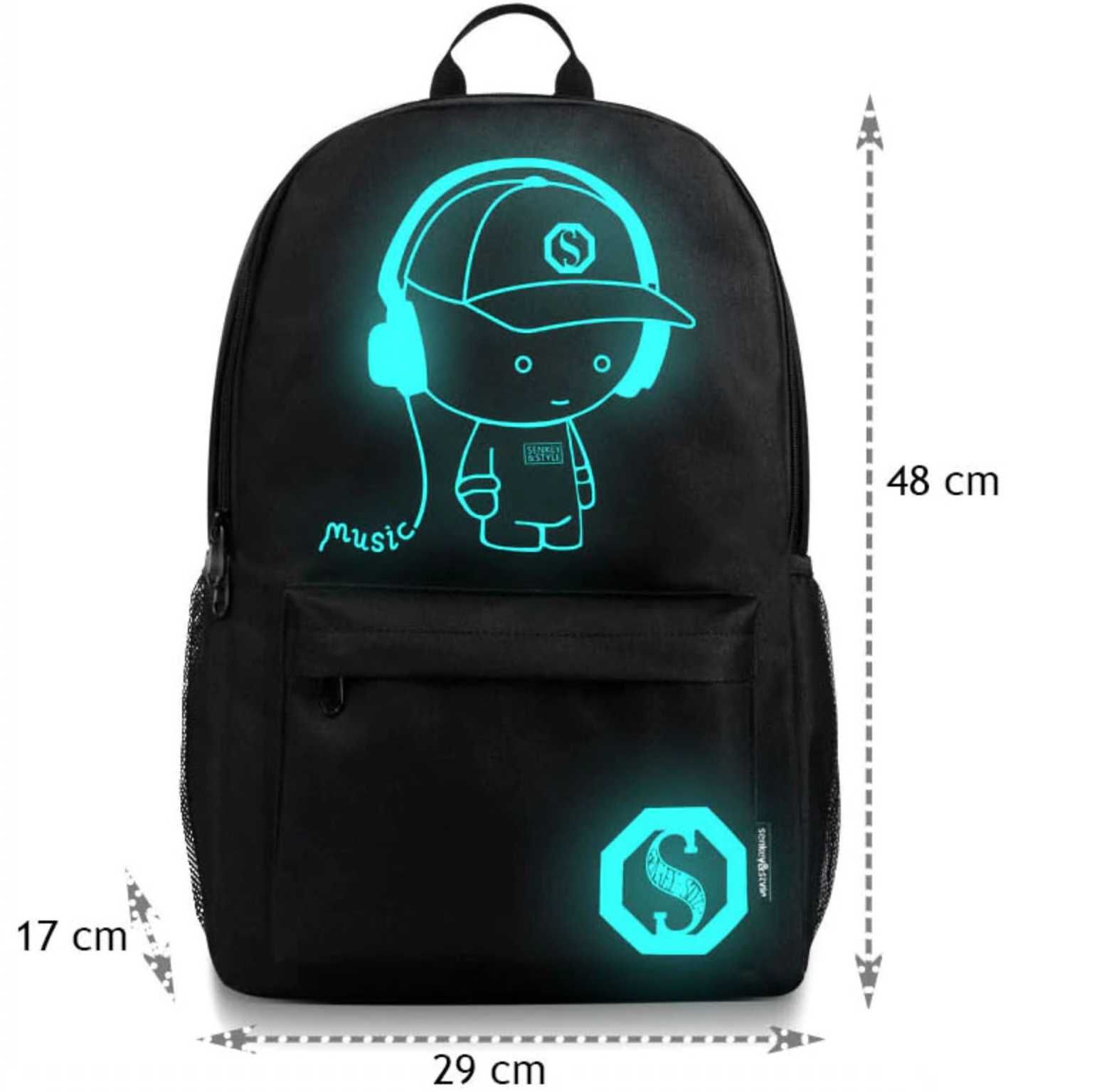 Plecaki fluorescencyjne z piórnikiem - świecą w ciemności !