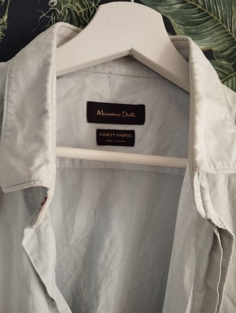 Massimo Dutti błękitna koszula damska casual L łaty super materiał