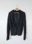 Czarny ciepły sweter H&M ażurowy moher wełna vintage S