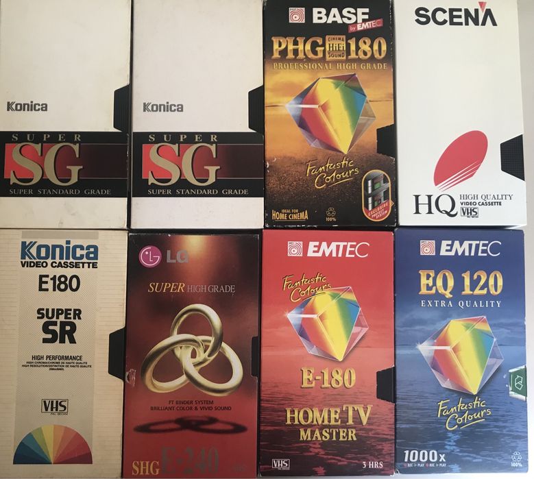Видеокассеты VHS, Akai, LG, Konica, TDK, Sanyo и др