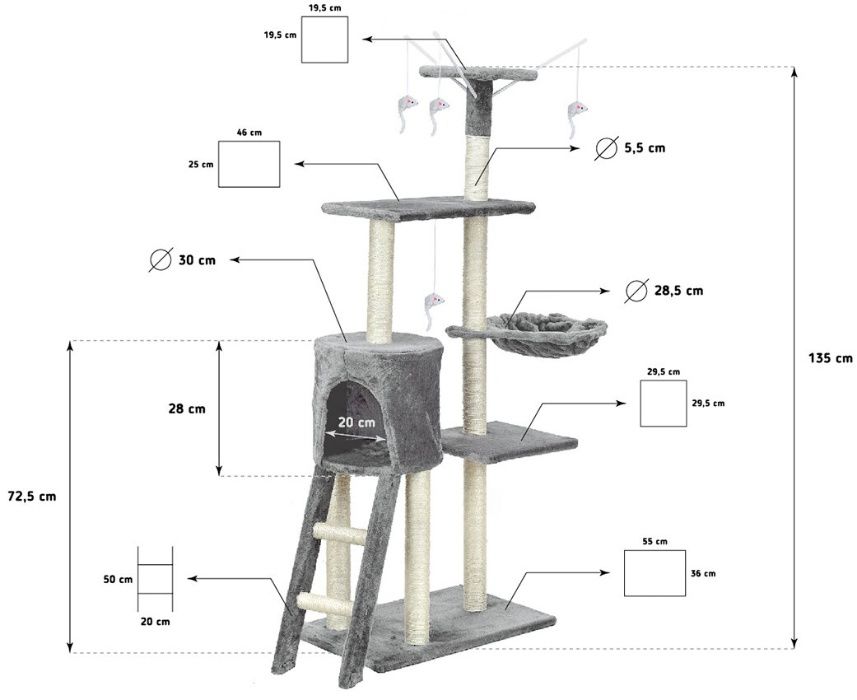 Duży drapak dla kota drzewko 138 cm xl