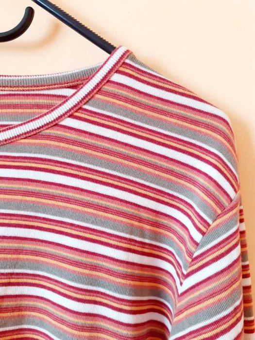 44 46 Bluzka sweterek top longsleeve kolorowe paski bawełna Bonprix