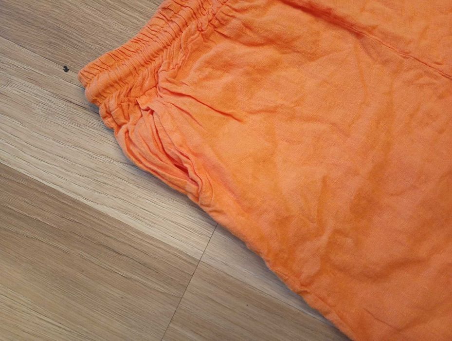 Lniane spodnie pomarańczowe