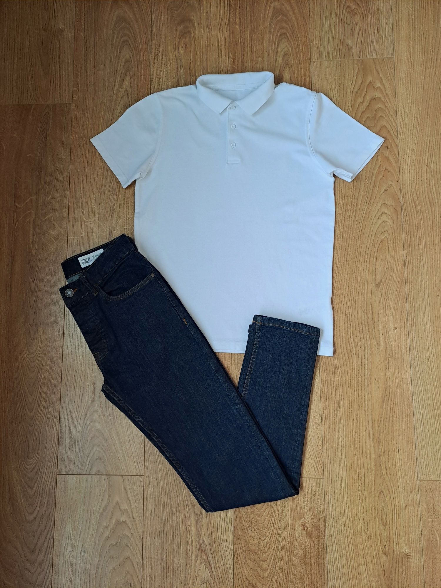 Нарядный набор/костюм/белая тенниска/джинсы/белое поло