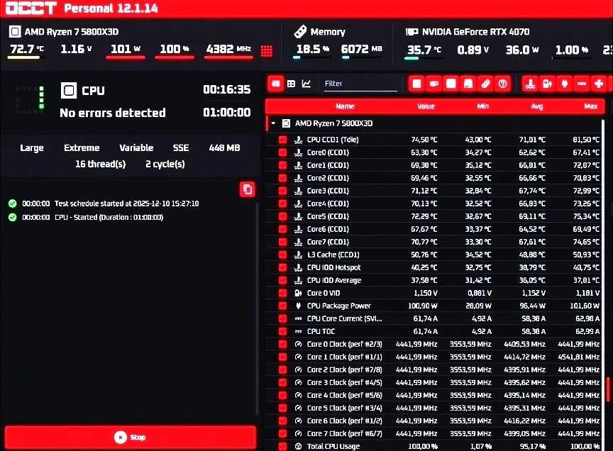 Ryzen 5800X3D/16DDR4/Asus Tuf B450.