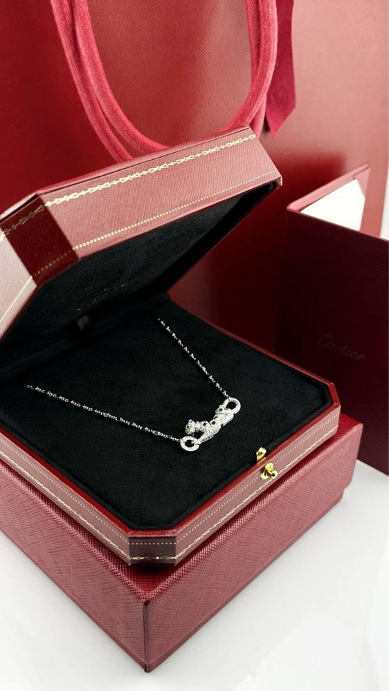 Колье в стиле Cartier PANTHÈRE белое золото с бриллиантами 0.73ct