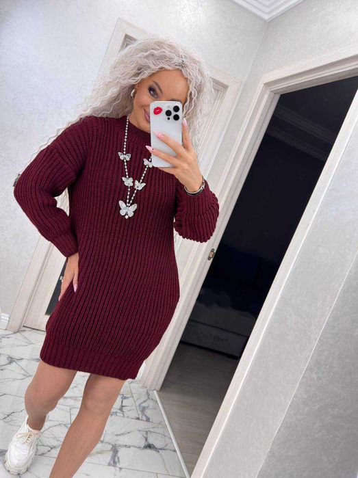 В'язана жіноча туніка зимова тепла сукня оверсайз